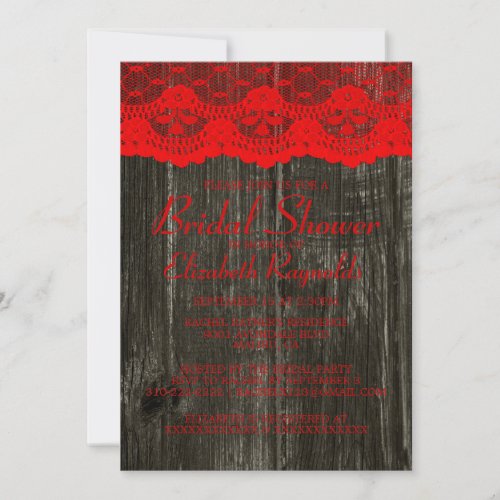 Black &amp; Red Country Lace Bridal Shower Invitations