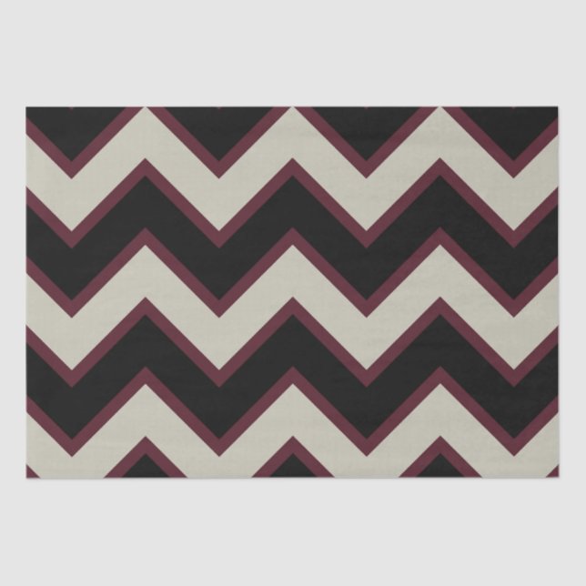 Black Red Cream Chevron Tissue Paper (Front)