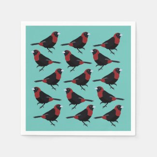 Black Red Crimson-Collared Tanager Bird Songbird 