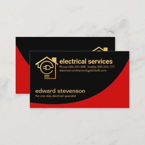 Black Red Curvature Letter_e Bulb Home Business Card