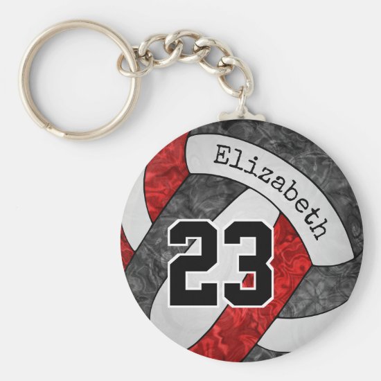 black red custom girls volleyball team colors keychain