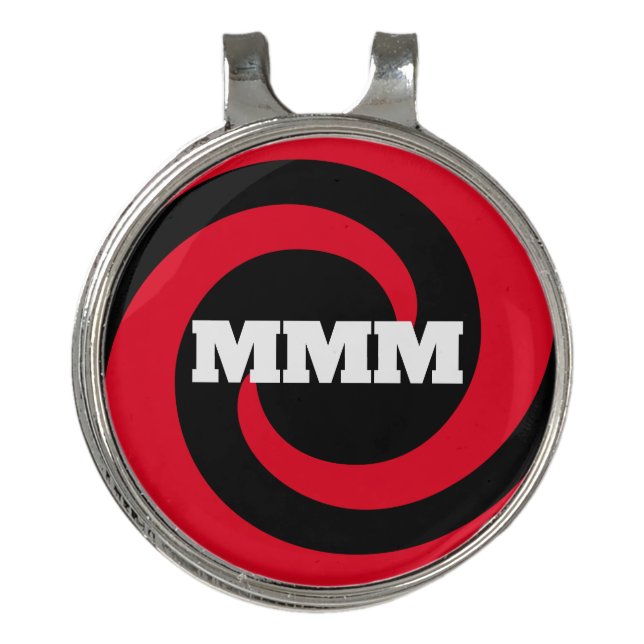 Black/Red Custom Monogram Hat Clip Ball Marker (Front)