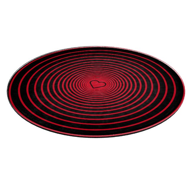 Black Red Cutting Board with Heart - Custom Colors (Corner)