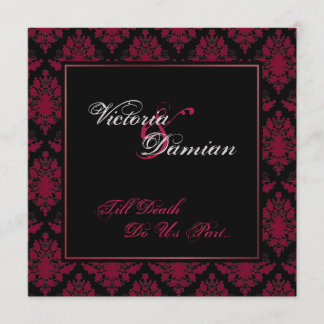 Black & Red Damask Gothic Wedding Invitation