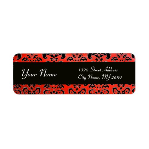 BLACK  RED  DAMASK LABEL