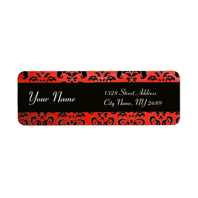 BLACK  RED  DAMASK LABEL (Front)