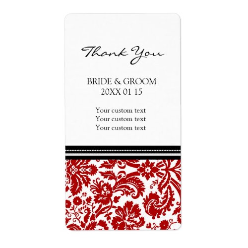 Black Red Damask Pattern Wedding Labels