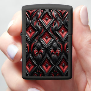 Black Red Diamond Tufted Classic Zippo Lighter