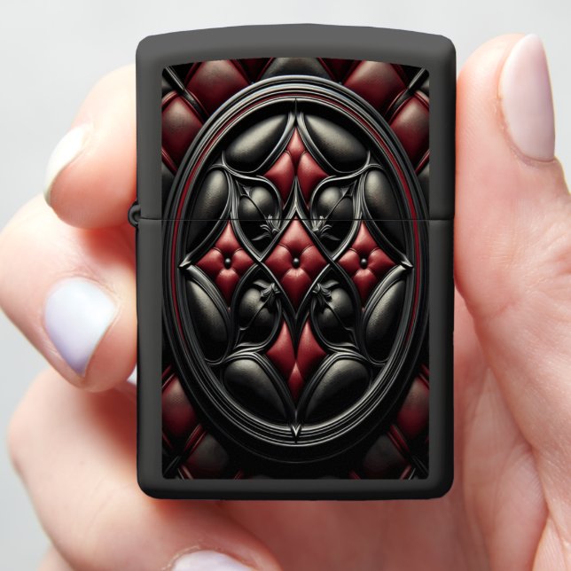 Black Red Diamond Tufted Elite Zippo Lighter (In Hand)