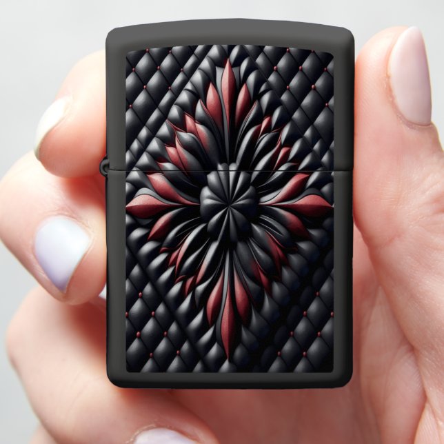 Black Red Diamond Tufted Legacy  Zippo Lighter (In Hand)