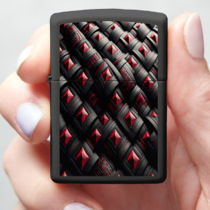 Black Red Diamond Tufted Majestic Zippo Lighter