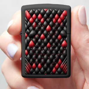 Black Red Diamond Tufted Opulent Zippo Lighter