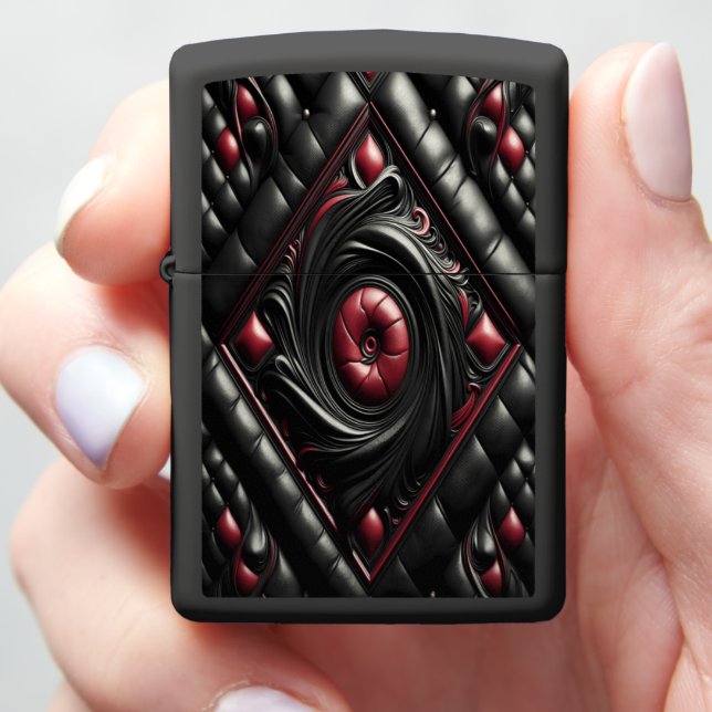 Black Red Diamond Tufted Prestige Zippo Lighter (In Hand)