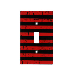 black red distressed stripy light switch cover