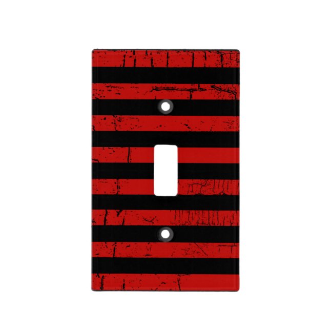 black red distressed stripy light switch cover (Front)