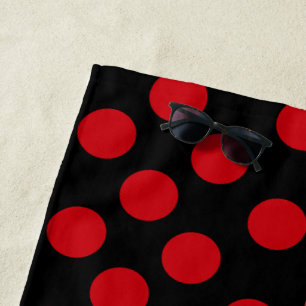 Black Red Dots Beach Towel - Custom Colors