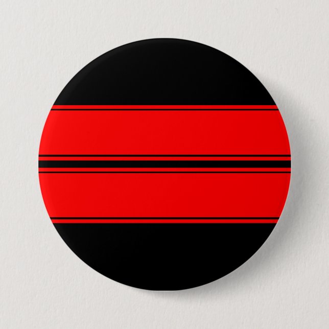 Black Red Dual Race Stripes Metal Button (Front)