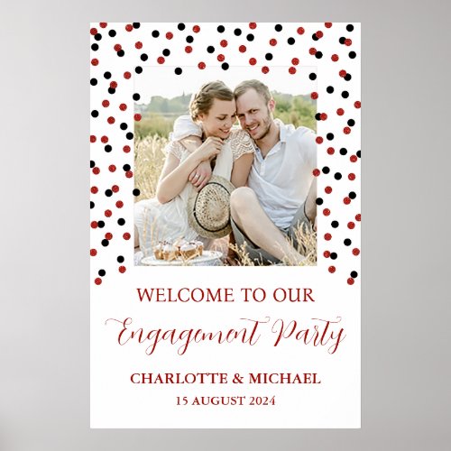 Black Red Engagement Party 20x30 Poster
