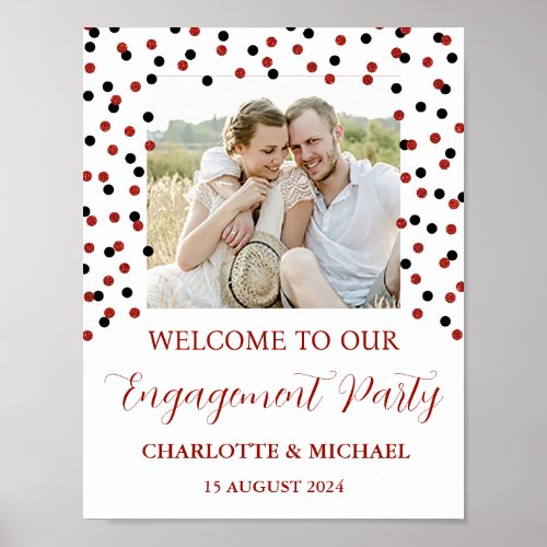 Black Red Engagement Party 85x11 Photo Poster