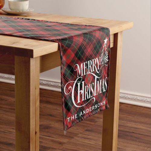 Black Red Farmhouse Christmas Tartan Plaid Custom Medium Table Runner