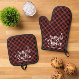 Black Red Farmhouse Christmas Tartan Plaid Custom