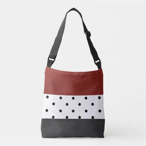 BlackRed Faux Leather Polka Dots _ Tote Bag