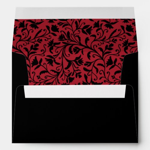 Black Red Floral Goth Wedding Envelope