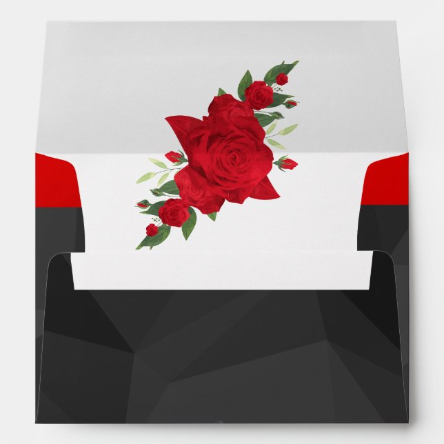 Black Red Floral Gradient Elegant Modern Chic   Envelope (Back (Bottom))