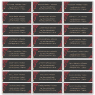 Black ⎮ Red  Floral Wedding Guest Names Address Sticker