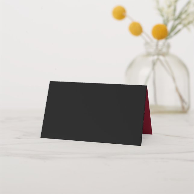 Black Red Floral Wedding Place Card (Front)