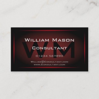 Black & Red Framed Monogram - Business Card by ImageAustralia at Zazzle