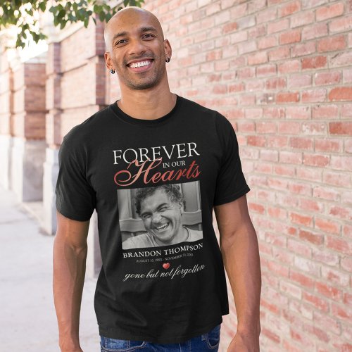 Black Red Funeral Photo Memorial T-Shirt