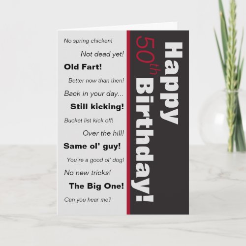 Black  Red Funny Old Age Jokes Birthday Card