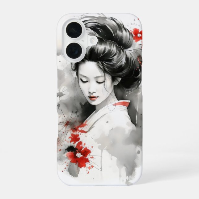 Black Red Geisha Iphone Case (Back)