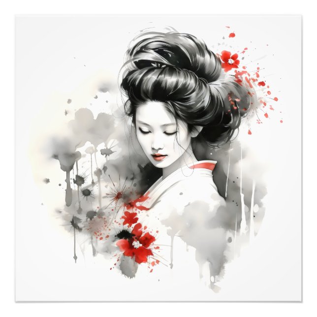 Black Red Geisha Photo Print (Front)