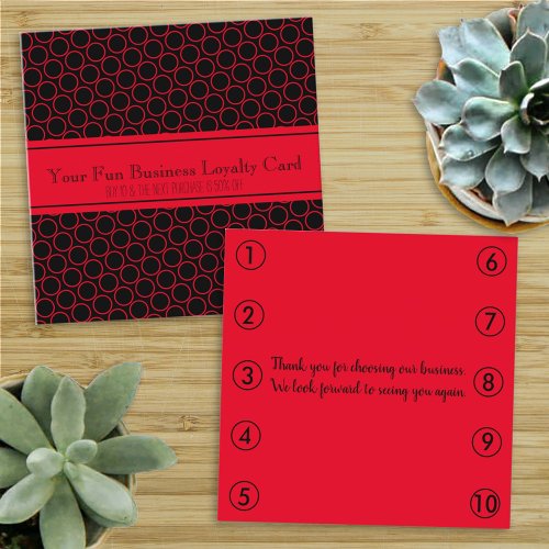 Black Red Generic Business Loyalty Punch Card