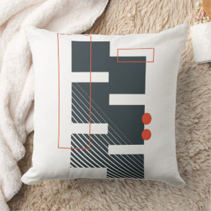 Black Red Geometric Abstract Throw Pillow