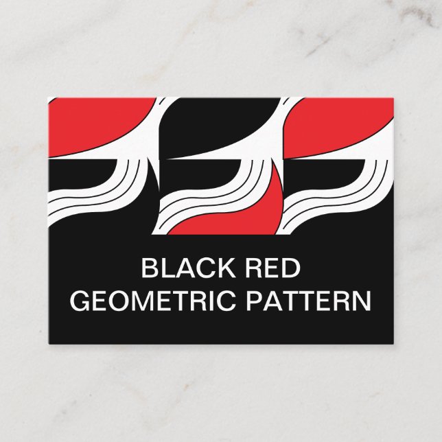 Black Red Geometric Business Card (Front)