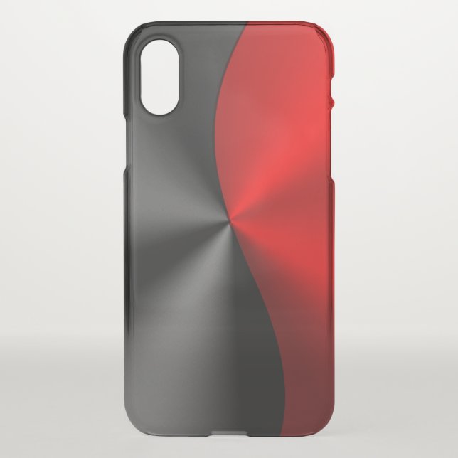 Black & Red Geometric Design Faux Metallic Look Uncommon iPhone Case (Back)