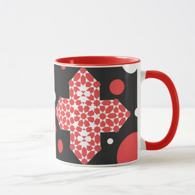 Black & Red Geometric Pattern Mug (Right)