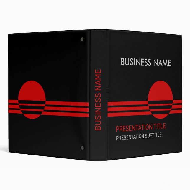 Black, red geometric small Business Presentation 3 Ring Binder (Background)