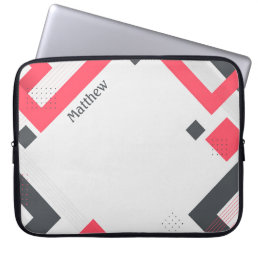 Black-Red Geometric Texture with Customization Laptop Sleeve