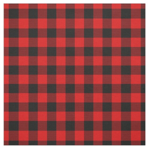 Black Red Gingham Checks Tartan Squares Pattern Fabric