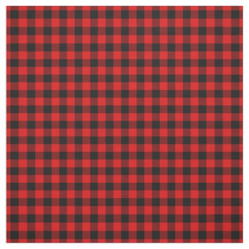 Black Red Gingham Checks Tartan Squares Pattern Fabric