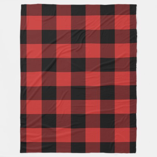 Black Red Gingham Pattern Bufallo Check Fleece Blanket