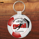black red girls soccer goal team spirit sports keychain (Front)