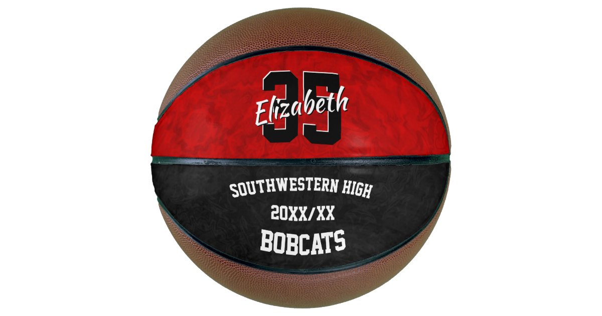 Black Red Girls Team Colors Commemorative Basketball Zazzle Com