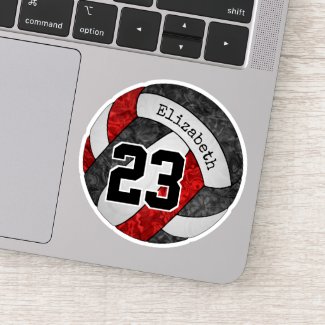 Red & black girly volleyball w player name sticker