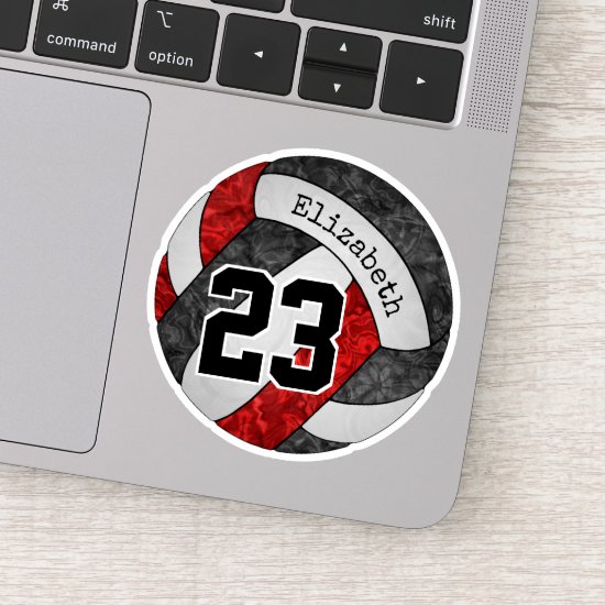 black red girls volleyball w player name number sticker