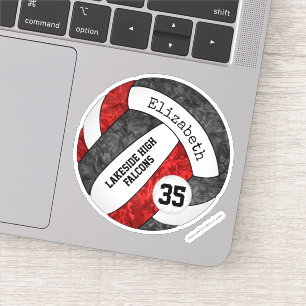 black red girls' volleyball w school mascot name sticker